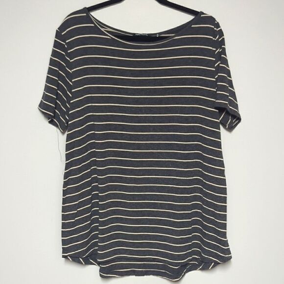 Pink Clover Gray and Tan Short Sleeve Blouse - Picture 1 of 6